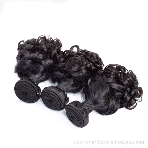 SPARK Brazilian Bouncy Curl Human Hair Bundles With Closure,Spiral Curl Hair Weave 3 Bunbles with 4*4 Lace Closure Natural Black